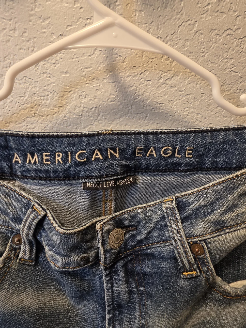 American Eagle Outfitters Distressed Light Blue Slim Straight Jeans